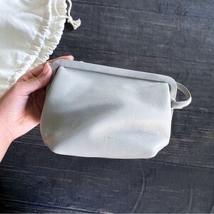 Mansur Gavriel Bag Mini Bloom Tumbled Leather Pouch Crossbody Stone NWOT